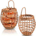 Elsjoy Set of 2 Hanging Onion Basket, Wall Mount Small Wicker Baskets