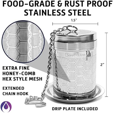 Sou Zen Tea Infuser (2 Pack & Teaspoon Scoop) | Extra Fine Hex Mesh