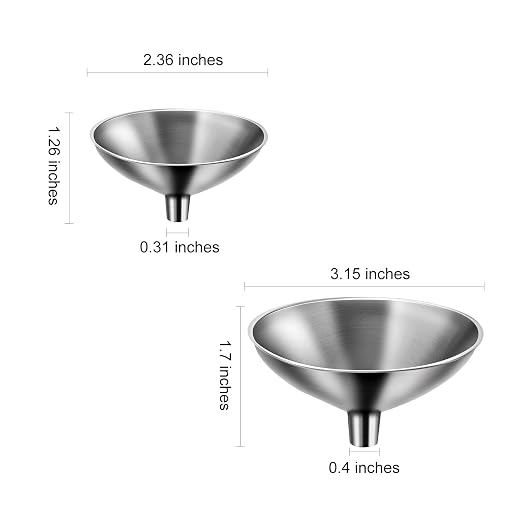 Serinar 2 Piece Small Stainless Steel Filling Mini Funnel, Flask Funnel - Image 2