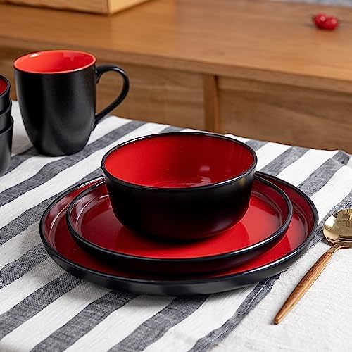 LEHAHA Melamine 12-Piece Modern Dinnerware Set, Kitchen Plates and