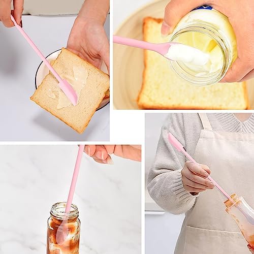 5 Piece Pink Silicone Spatula Set, Heat Resistant Rubber Spatulas Set