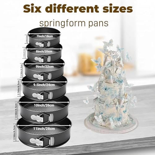6PCS Nonstick Springform Pan Set Round Baking Pans Removable Bottom