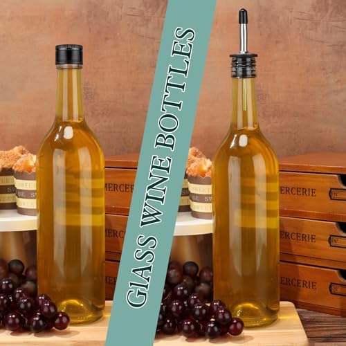 Maxdot 10 Pcs Long Neck Glass Bottles with Pourer for Bar Wine Syrup