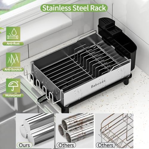 Large 304 Stainless Steel Dish Drying Rack, Black