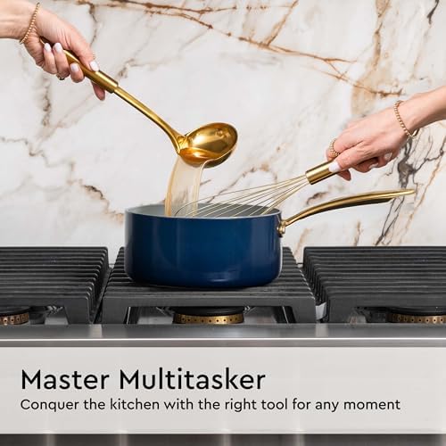 Styled Settings Gold and Navy Blue Kitchen Utensils Set, 7-Piece