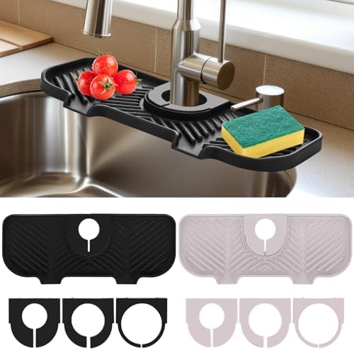 Teenyyou 2 Pcs Silicone Faucet Splash Guard 10.6 ” x 4.3” Kitchen Sink