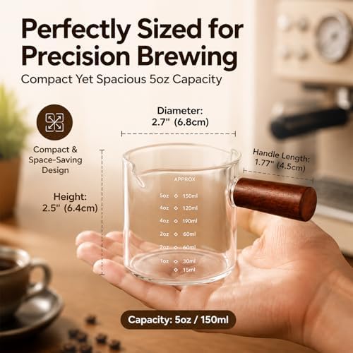 2 Pack Borosilicate Glass Espresso Shot Glass Measuring Cups with