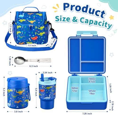 Bento Lunch Box for Kids with 17oz Soup Thermo,Insulated Tumbler Water