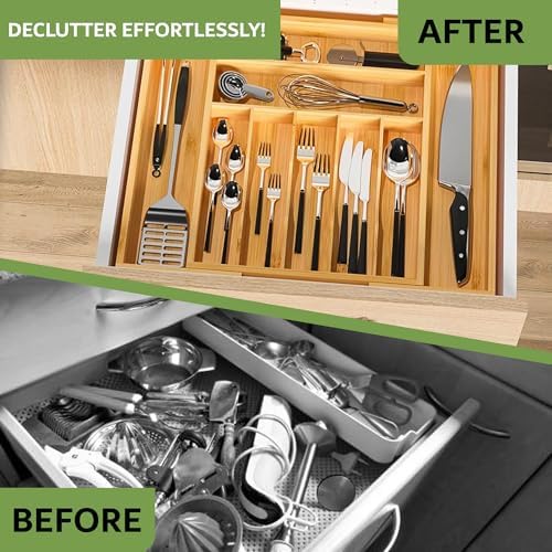 Nature Gear Bamboo Kitchen Drawer Organizer, Expandable Wood Utensil
