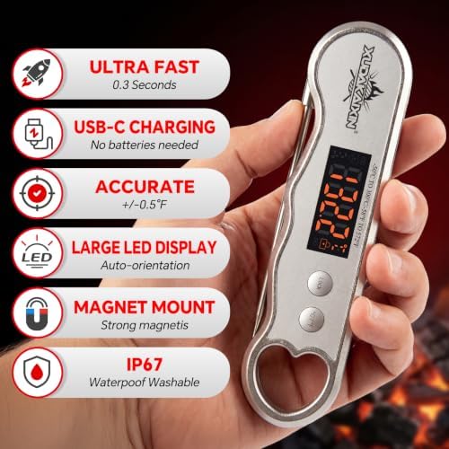0.3s Fast Read USB-C Rechargeable Meat Thermometer
