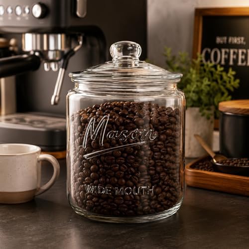 1 Gallon Mason Glass Jar with Lid – Wide Mouth Glass Storage Jar with