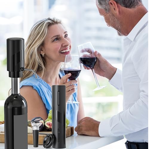 4-in-1 Electric Wine Opener Set – USB Rechargeable with Wine Decanter