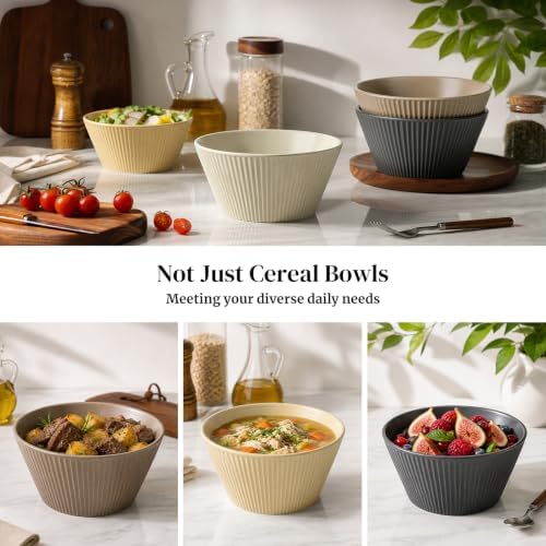 DOWAN 22 OZ Cereal Bowls Set of 4, Ceramic Soup Bowls for Cereal