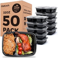 Glotoch 50 Pack(100-Piece)32oz 2-Compartment Meal Prep Containers with