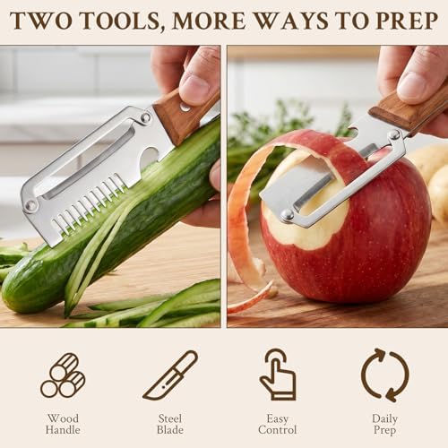 2026 Upgrade Vegetable Peeler and Julienne Peeler Set, Stainless Steel
