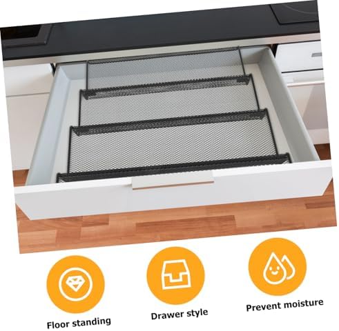 STOBAZA Black Metal Spice Drawer Organizer Insert for Jars, Tiered