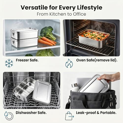 Stainless Steel Bento Box for Adult/Kids, 47oz Leak Proof Lunch Box