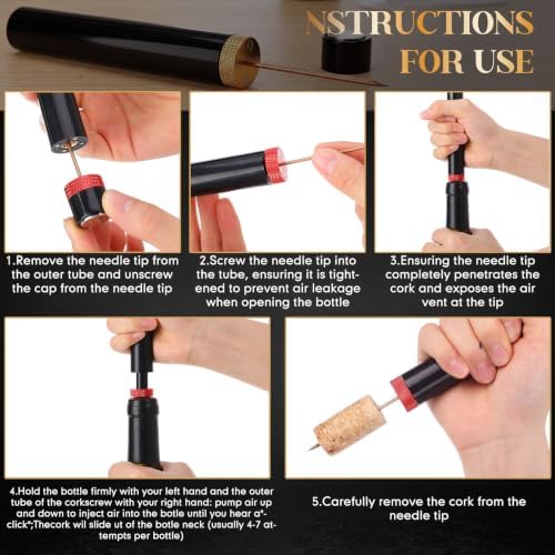 4 Pcs Air Pressure Wine Opener, Travel Portable Pocket, Needle Type