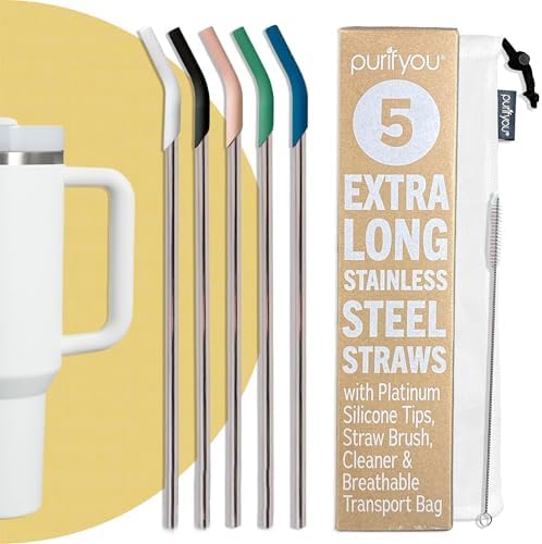 purifyou 14.5" Extra Long Stainless Steel Drinking Straws with