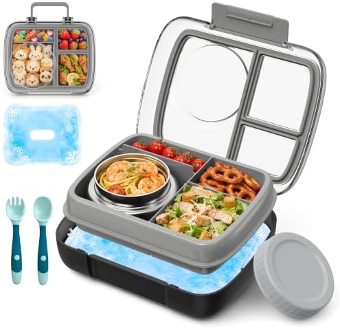 Kids 3-Compartment Bento Lunch Box with 9oz Food Jar