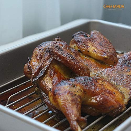 CHEFMADE Roasting Pan with Rack, 13-Inch Non-Stick Rectangular Deep