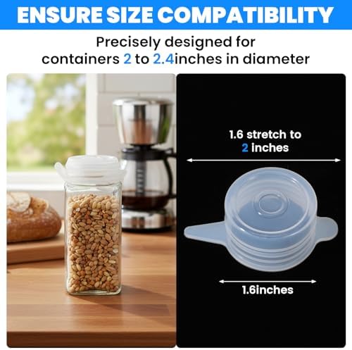 8 Pack 1.6 Inch Silicone Stretch Lids for Can Covers