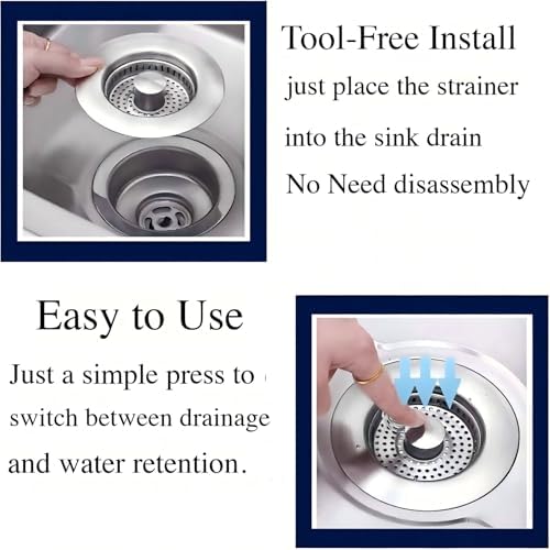 Kitchen Sink Drain Strainer Stopper, 3-1/2 Inch, 2 Pack