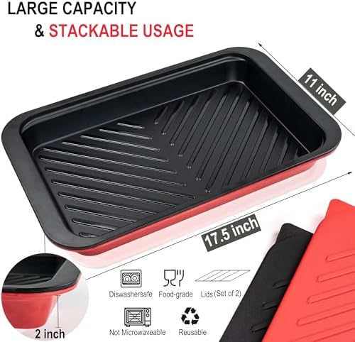 Czlizdyt Deep Grilling Prep and Serve Trays with lid, BBQ Tray for