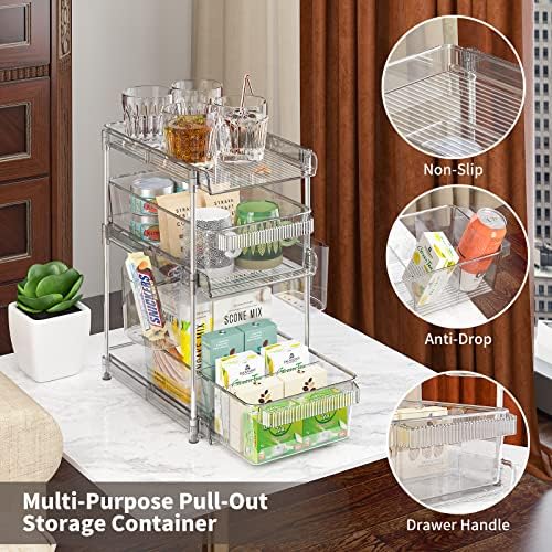 WAKISA 2Pcs Pull Out Organizer and Storage with Cups and Removable