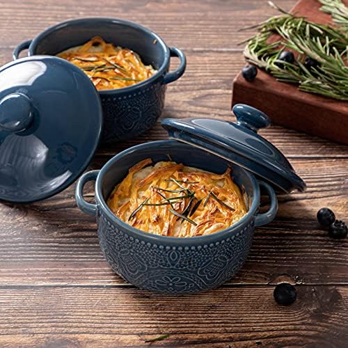 Mini Cocotte Set, 10 OZ Small Casserole Dishes with Lids, Ceramic
