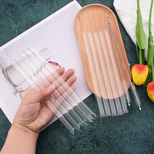 12 mm x 8 inch Reusable Glass Straws, Extra Wide Clear Smoothie Straws