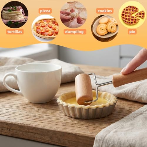 AVLA 4 Pack Wood Pastry Pizza Roller, Non Stick Wooden Rolling Pin for
