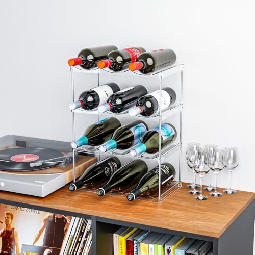 Stackable Water Bottle Organizer for Cabinet,4 Tier Water Bottle