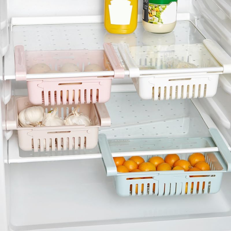 2PCS Refrigerator Drawer Organizer,Retractable Fridge Drawer Organizer