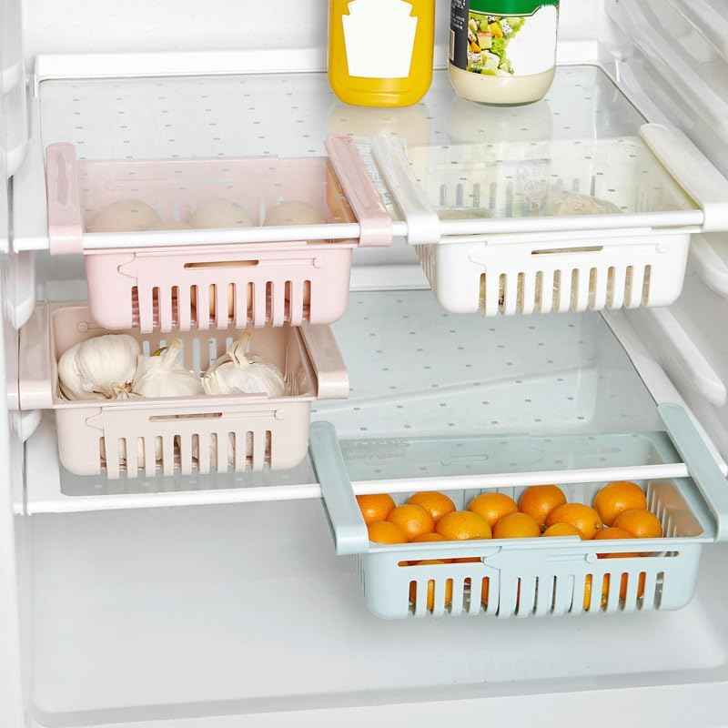 Refrigerator Drawer Organizer, Retractable Drawer Storage Refrigerator