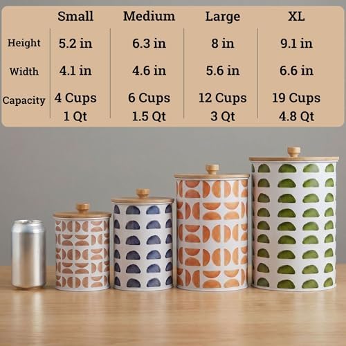 Kitchen Canisters for Countertop Set of 4, Patterned Iron w/ Airtight