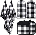 Patelai 7 Pieces Buffalo Check Towels, Pot Holders and Oven Mitts