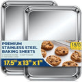 Baking Sheet Pan Set of 2, Stainless Steel Cookie Sheets for Baking