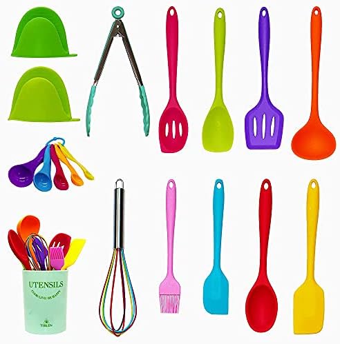 18-Piece Silicone Kitchen Utensils Set, Colorful Non-Toxic Cooking
