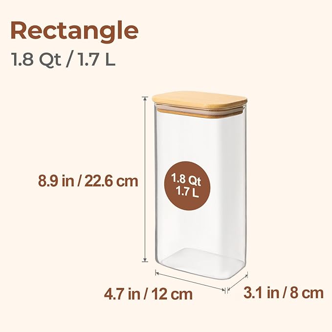 ComSaf 1.8 Qt Rectangle Glass Storage Containers - Image 2