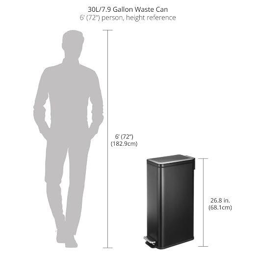 mDesign Slim Metal Rectangle 7.9 Gallon Trash Can - Image 4