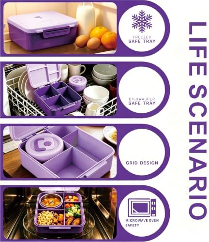 Bento Lunch Box for Kids with 10 oz Insulated Food Jar,Purple