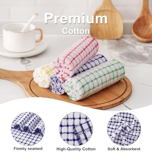 Kitinjoy Cotton 8 Pack Terry Kitchen Dish Cloths, Mixed Color