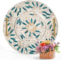 Mother of Pearl Decorative Tray with Metal Handle, Retro