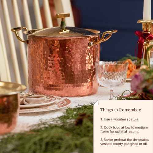 P•TAL 5 Qt 100% Pure Copper Stock Pot with Lid, Naturally Non-Stick