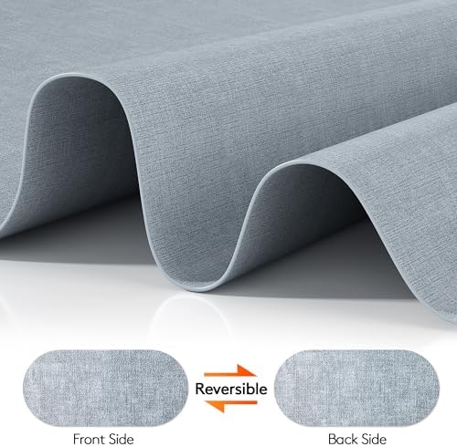 DOLOPL Oval Placemats Set of 6, Dusty Blue Faux Leather Table Place