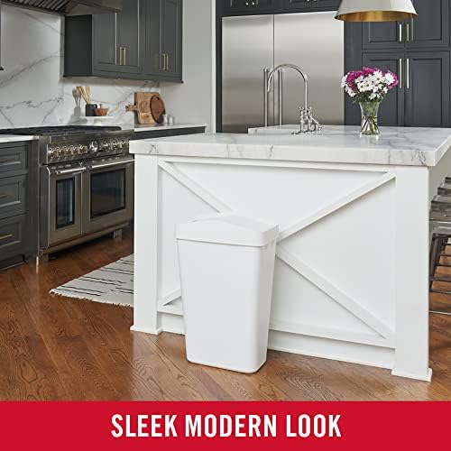 Rubbermaid Swing Top Waste Container, 12.2 Gallon, White
