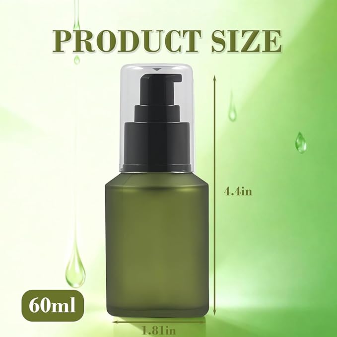 1PCS 60ML/2OZ Empty Refillable Green Frosted Glass Bottles - Image 3
