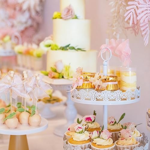 TOPZEA Set of 4 Cake Stands, White Metal Dessert Treat Table Display