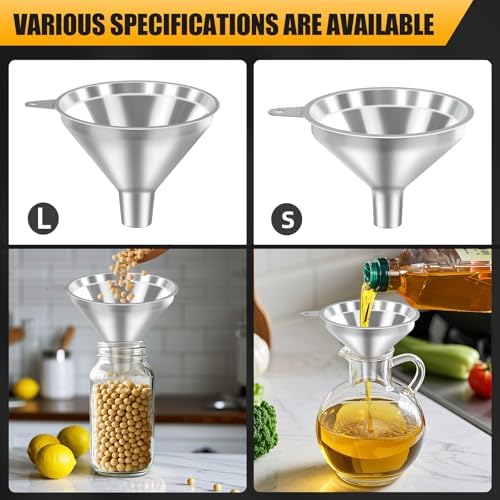 Serinar 3-Piece Stainless Steel Kitchen Funnel Set for Kitchen Bottle